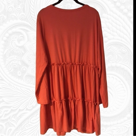 Orange Long Sleeve Tiered Ruffle Dress NWOT XXL - Picture 3 of 5